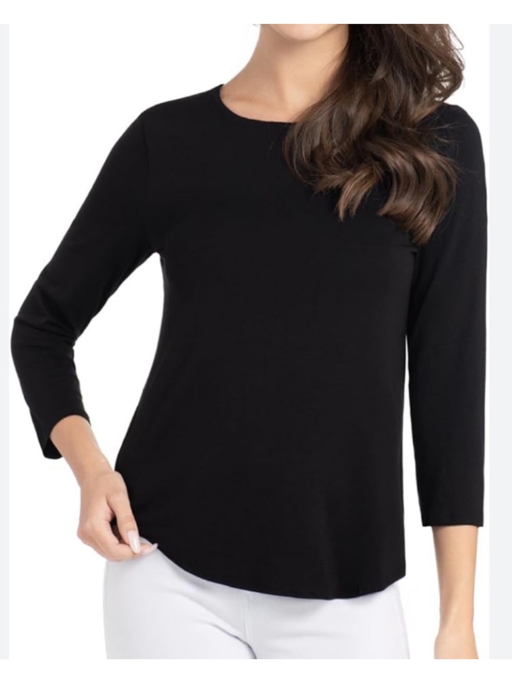 Elie Tahari Black Long Sleeve Crewneck Top